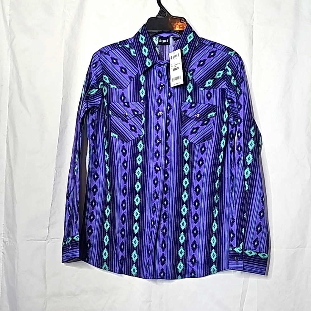 Cruel Girl, Purple/green western Shirt.